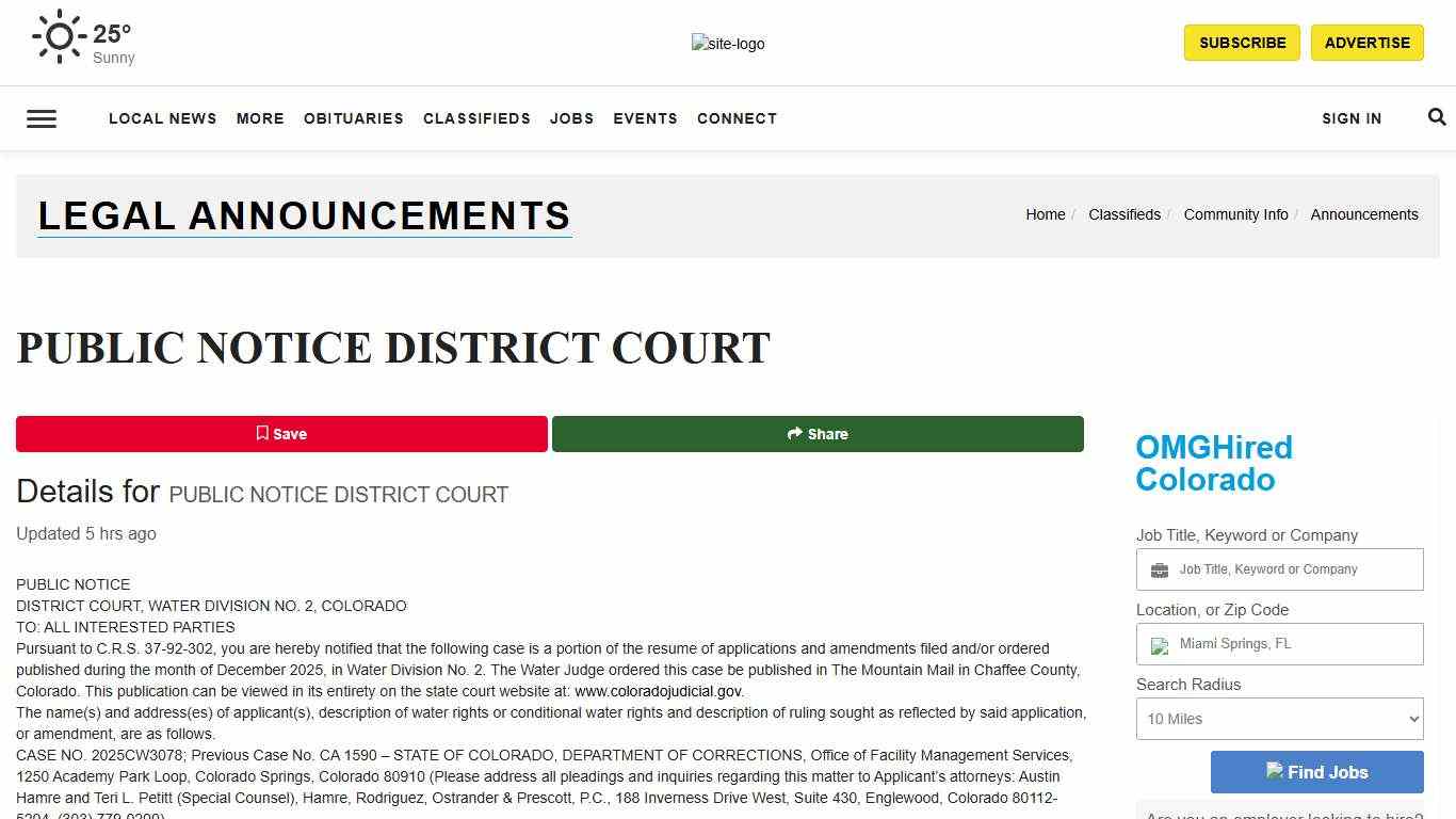 PUBLIC NOTICE DISTRICT COURT Legal Announcements themountainmail.com
